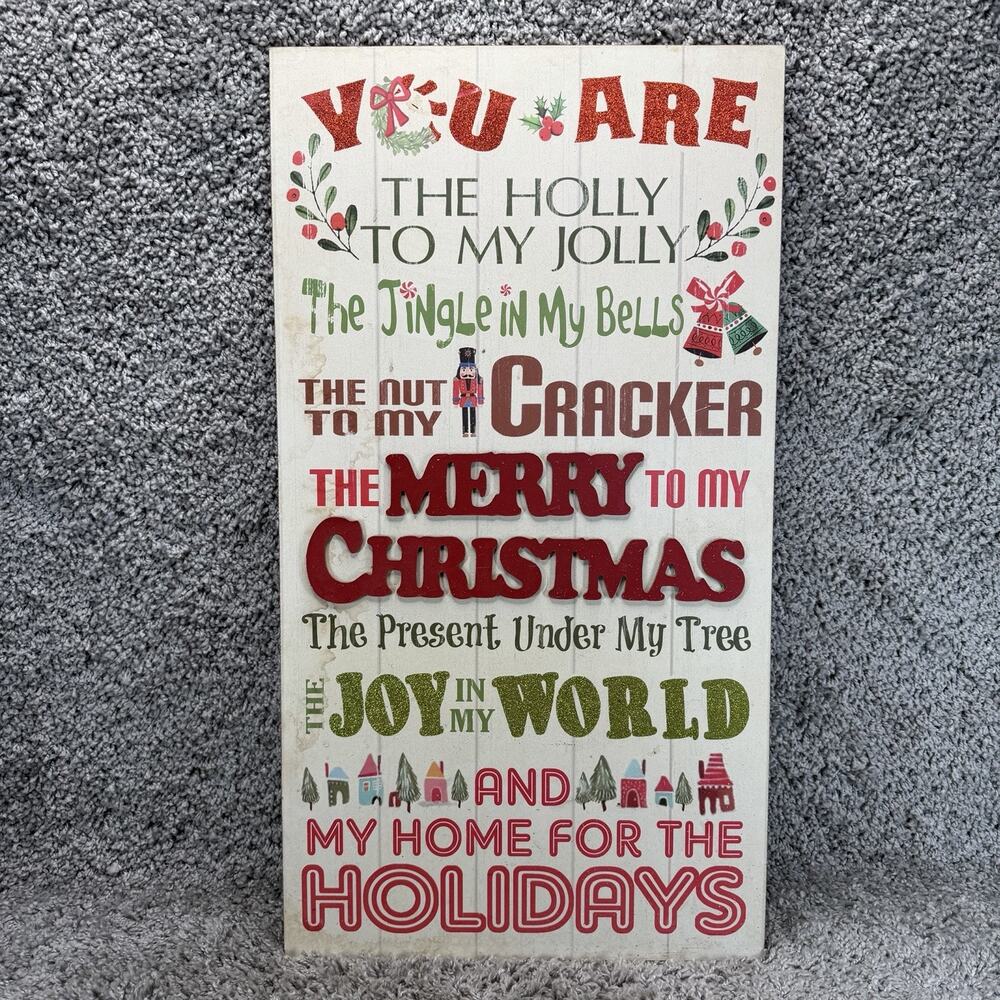 Christmas Wall Sign You Are Holly To My Jolly Merry Christmas Decor 28x15 Holida